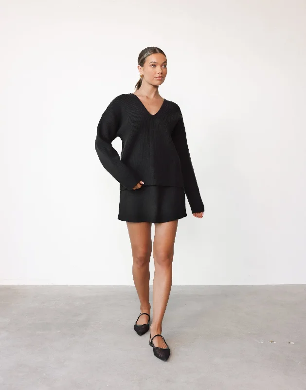 Joey Mini Skirt (Black) spandex blend skirt