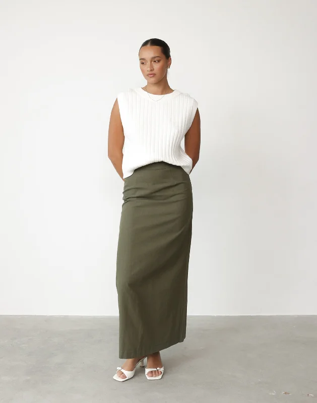 Kristen Maxi Skirt (Moss) patchwork skirt art