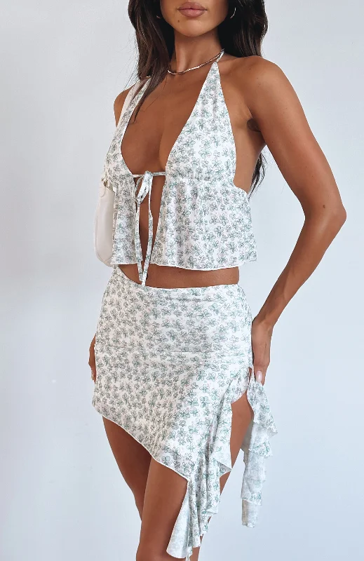 Love Songs Mini Skirt Green Daisy tulle skirt dreamy