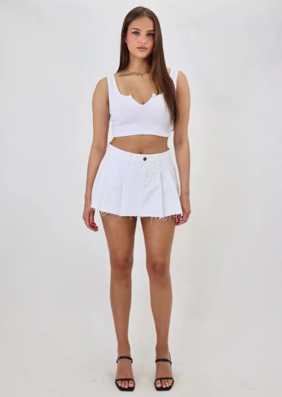 Lucky Denim Mini Skirt ★ White velvet skirt plush