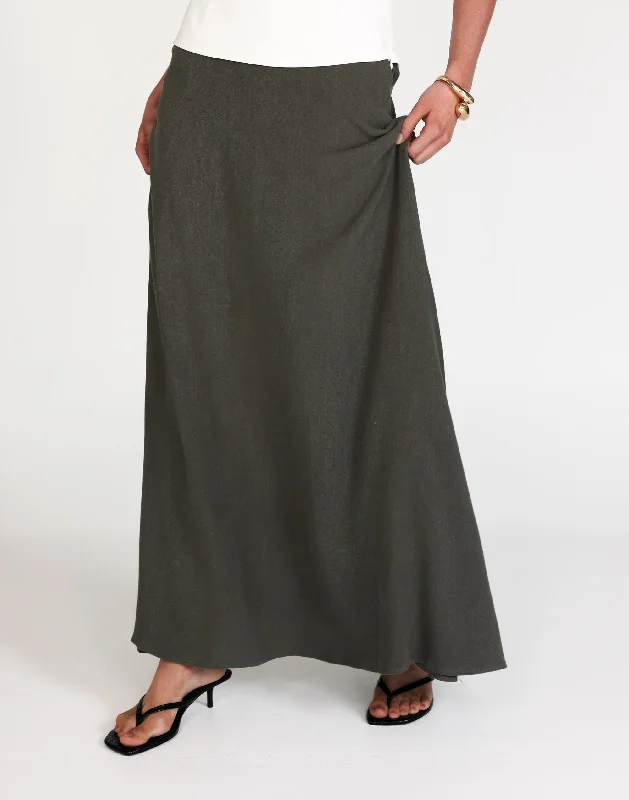 Miranda Maxi Skirt (Moss) wool skirt breathable
