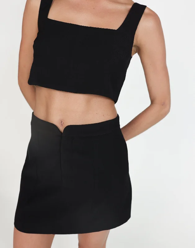 Myza Mini Skirt (Black) chiffon skirt airy