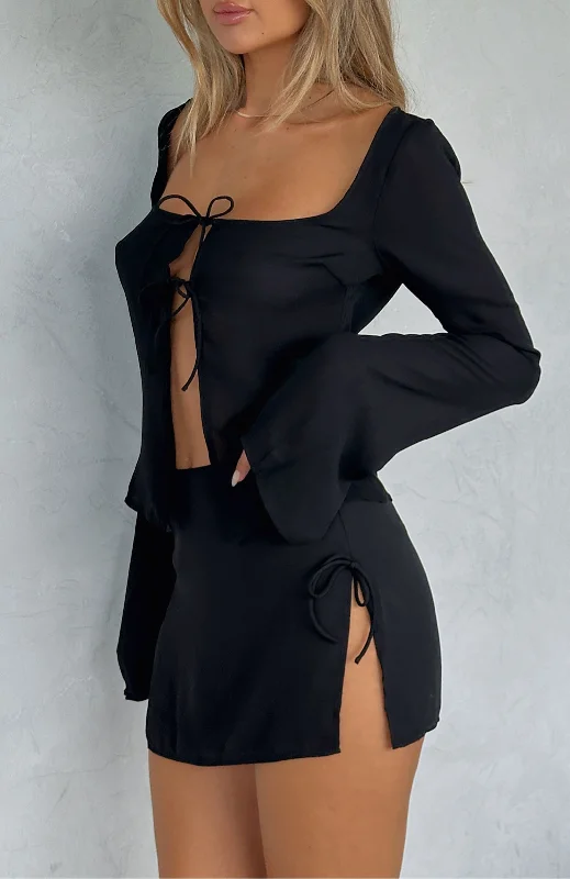 New Flame Mini Skirt Black silk skirt lustrous