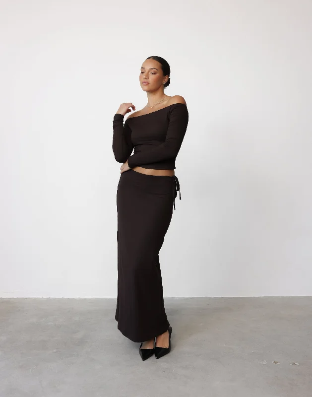 Noni Maxi Skirt (Chocolate) lace skirt delicate