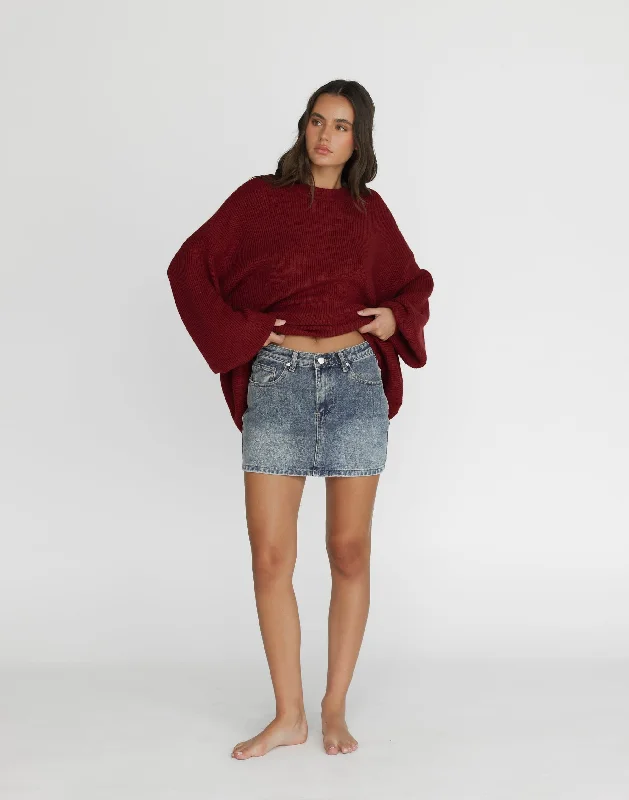 Riri Denim Mini Skirt (Faded) elastic waist skirt