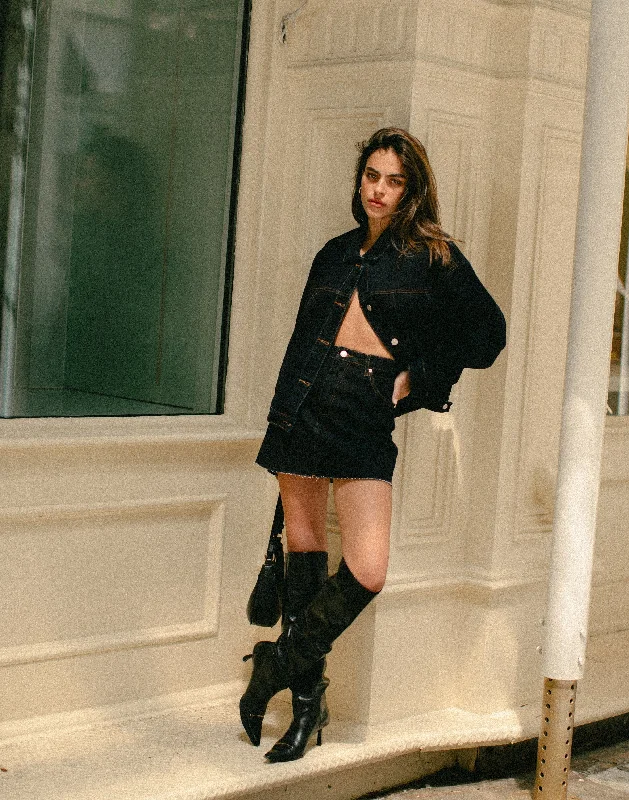 Rowan Denim Mini Skirt (Midnight) belted skirt waist