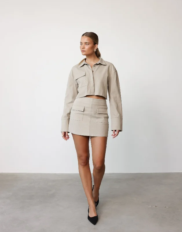 Roxy Mini Skirt (Sand) midi skirt versatile