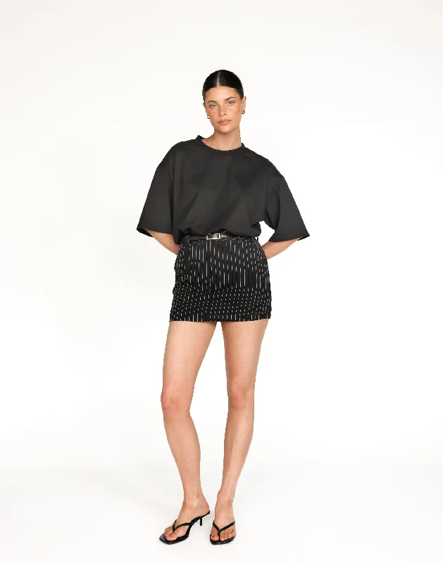 Samantha Mini Skirt (Black) velvet skirt rich