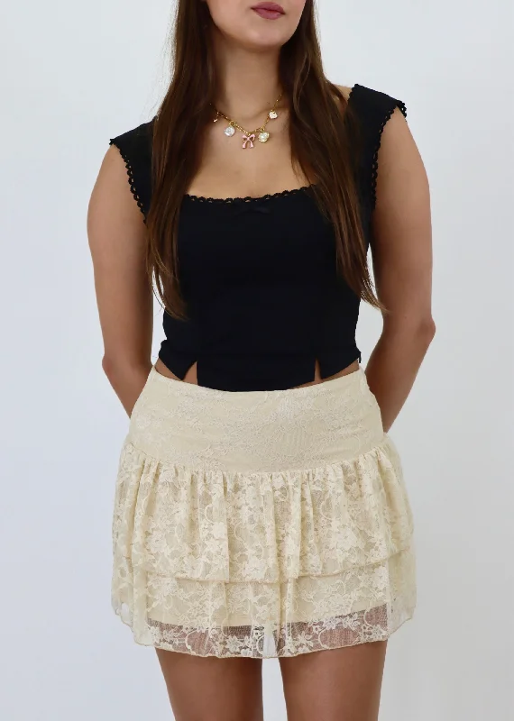Slip Away Mini Skirt ★ Oatmeal patchwork skirt art