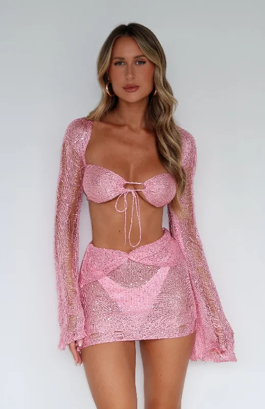 Vacay Is Calling Mini Skirt Pink satin skirt smooth