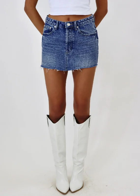 Wherever I Go Mini Jean Skirt ★ Medium Wash linen skirt natural