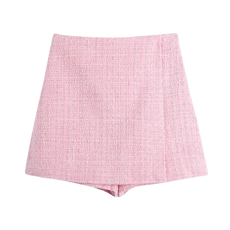 Znbbw Spring Plaid Textured Double-Breasted Suit Coat Textured Skirt Suit linen skirt breathable