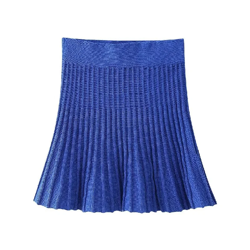 Znbbw Spring Short-Sleeved Knitted Coat 6771024 Pleated Knitted Skirt 6771025 silk skirt lustrous