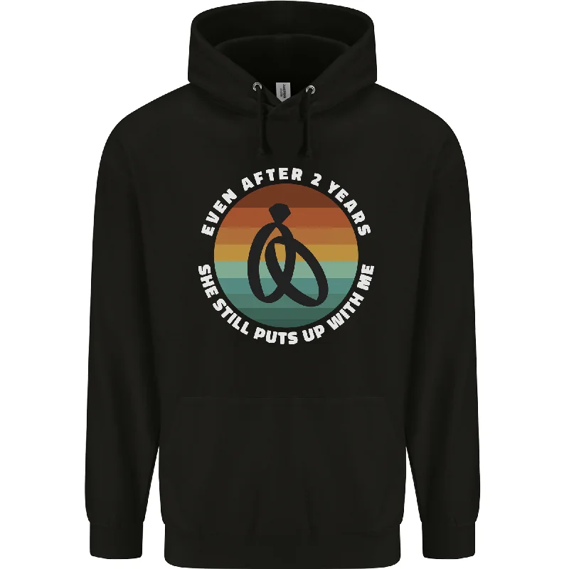 2 Year Wedding Anniversary 2nd Marriage Mens 80% Cotton Hoodie Hoodie with Hem Drawcord Adjustable Customizable 2 Year Wedding Anniversary 2nd Marriage Mens 80% Cotton Hoodie Hoodie with Hem Drawcord Adjustable Customizable