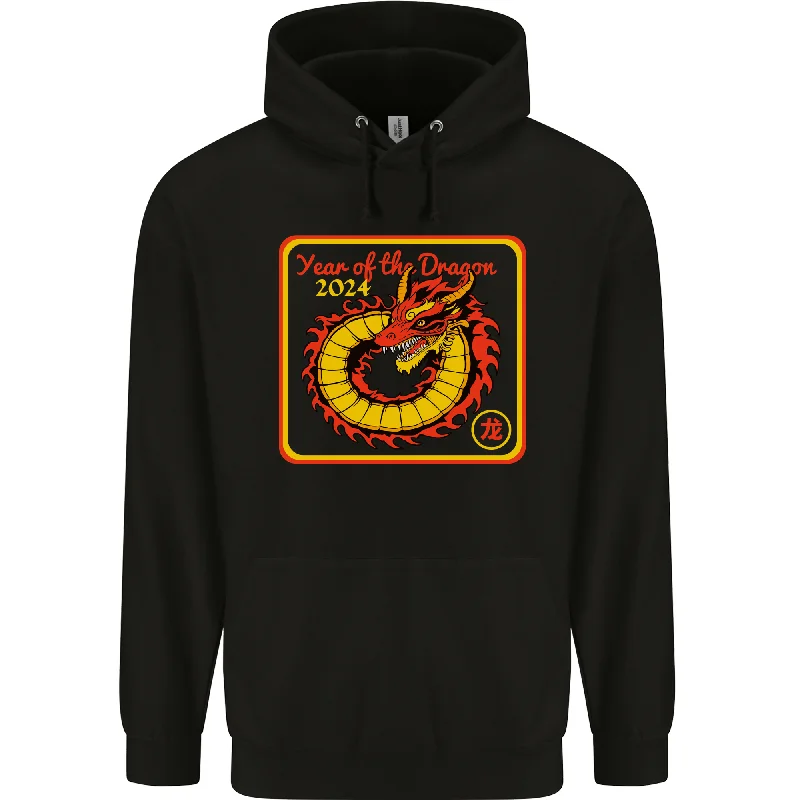 2024 Year of the Dragon Mens 80% Cotton Hoodie Hoodie with Half-Zip Sporty Casual