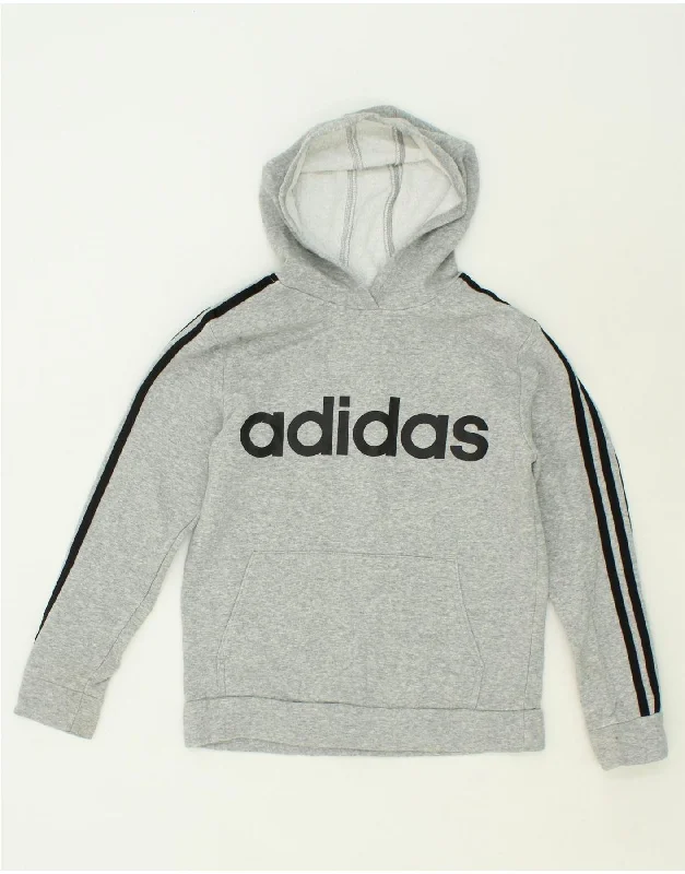 ADIDAS Boys Graphic Hoodie Jumper 11-12 Years Large Grey Cotton Hoodie with Drawcord Adjustable Secure ADIDAS Boys Graphic Hoodie Jumper 11-12 Years Large Grey Cotton Hoodie with Drawcord Adjustable Secure