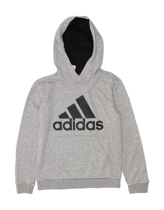 ADIDAS Boys Graphic Hoodie Jumper 9-10 Years Grey Cotton Hoodie with Turtle Neck Cozy Winter ADIDAS Boys Graphic Hoodie Jumper 9-10 Years Grey Cotton Hoodie with Turtle Neck Cozy Winter