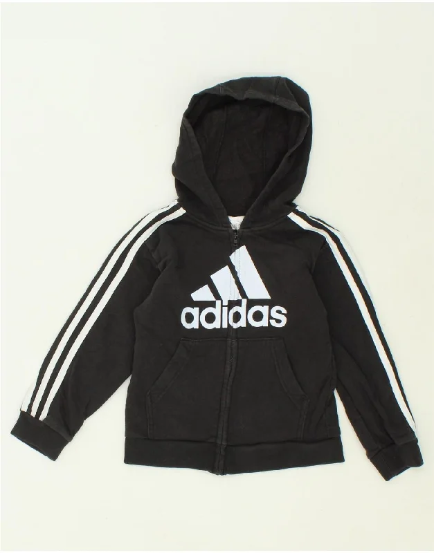 ADIDAS Boys Graphic Zip Hoodie Sweater 5-6 Years Black Cotton Hoodie with Slit Hem Functional Movement ADIDAS Boys Graphic Zip Hoodie Sweater 5-6 Years Black Cotton Hoodie with Slit Hem Functional Movement