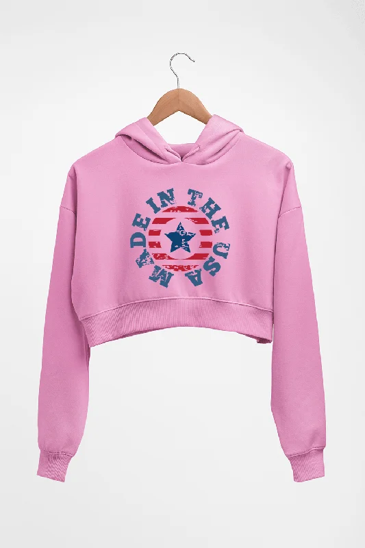 America Crop HOODIE FOR WOMEN Hoodie with Half-Zip Sporty Casual