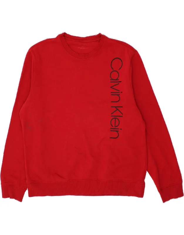 CALVIN KLEIN Mens Graphic Sweatshirt Jumper XL Red Hoodie with Raglan Sleeves Sporty Comfortable CALVIN KLEIN Mens Graphic Sweatshirt Jumper XL Red Hoodie with Raglan Sleeves Sporty Comfortable