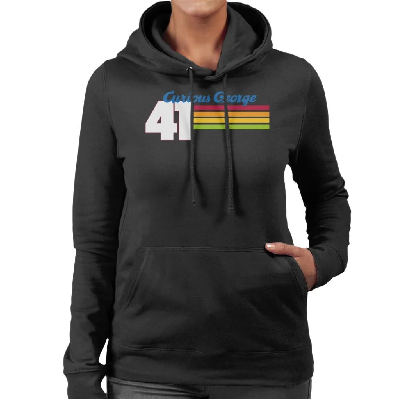 Curious George 41 Race Stripes Women's Hooded Sweatshirt Hoodie with Hem Fringe Bohemian Relaxed Curious George 41 Race Stripes Women's Hooded Sweatshirt Hoodie with Hem Fringe Bohemian Relaxed