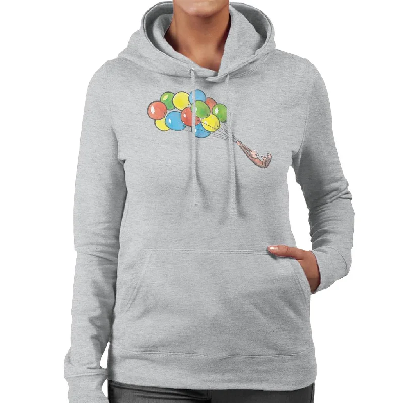 Curious George Balloon Flying Backwards Women's Hooded Sweatshirt Hoodie with Side Slits Relaxed Casual Curious George Balloon Flying Backwards Women's Hooded Sweatshirt Hoodie with Side Slits Relaxed Casual