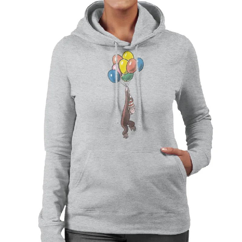 Curious George Balloon Flying Hat Women's Hooded Sweatshirt Hoodie with Elastic Waist Stretchable Comfortable Curious George Balloon Flying Hat Women's Hooded Sweatshirt Hoodie with Elastic Waist Stretchable Comfortable