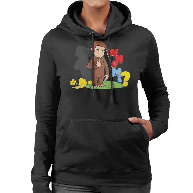 Curious George Broken Flower Pot Who Me Women's Hooded Sweatshirt Hoodie with Hem Contrast Bold Stylish Curious George Broken Flower Pot Who Me Women's Hooded Sweatshirt Hoodie with Hem Contrast Bold Stylish
