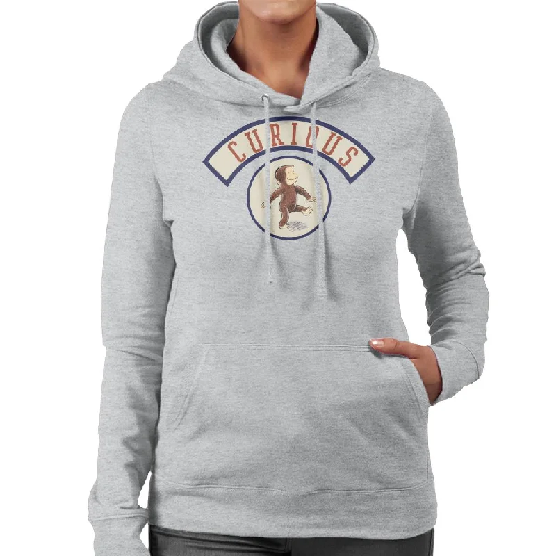 Curious George Cute Walking Women's Hooded Sweatshirt Hoodie with Exposed Zipper Edgy Industrial Curious George Cute Walking Women's Hooded Sweatshirt Hoodie with Exposed Zipper Edgy Industrial
