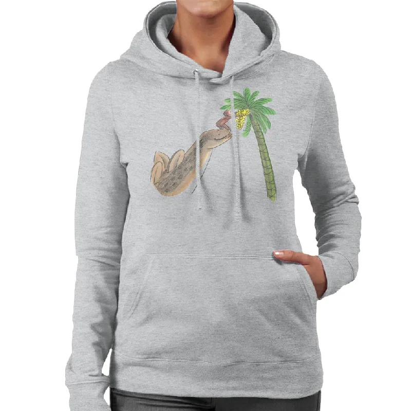 Curious George Dinosaur Palm Tree Women's Hooded Sweatshirt Hoodie with Hem Fringe Bohemian Relaxed Curious George Dinosaur Palm Tree Women's Hooded Sweatshirt Hoodie with Hem Fringe Bohemian Relaxed