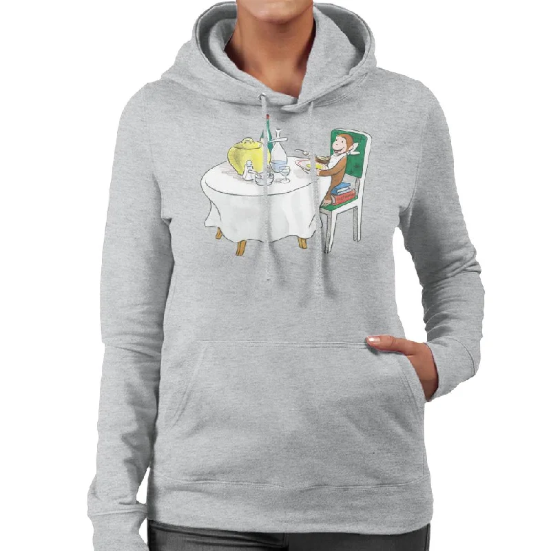 Curious George Eating A Fancy Meal Women's Hooded Sweatshirt Hoodie with Sequins Glamorous Eye-catching Curious George Eating A Fancy Meal Women's Hooded Sweatshirt Hoodie with Sequins Glamorous Eye-catching