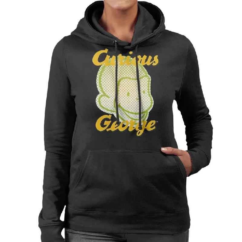 Curious George Face Logo Women's Hooded Sweatshirt Hoodie with Stripes Bold Sporty