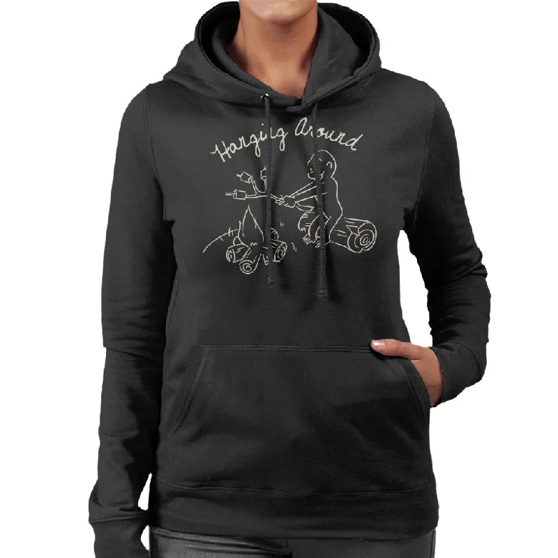 Curious George Hanging Around The Campfire Women's Hooded Sweatshirt Hoodie with Pocket Utility Practical Curious George Hanging Around The Campfire Women's Hooded Sweatshirt Hoodie with Pocket Utility Practical