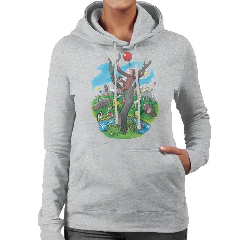 Curious George In A Tree At The Zoo Women's Hooded Sweatshirt Hoodie with Camouflage Military Edgy Curious George In A Tree At The Zoo Women's Hooded Sweatshirt Hoodie with Camouflage Military Edgy