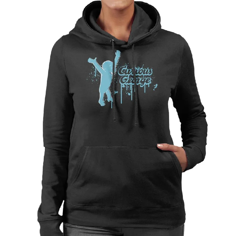 Curious George Paint Drip Logo Women's Hooded Sweatshirt Hoodie with Zipper Versatile Modern