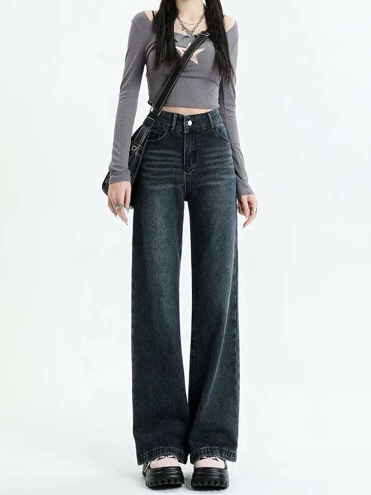 Dark Wash Straight Leg Denim Jeans Chic Dark-Wash Skinny Jeans