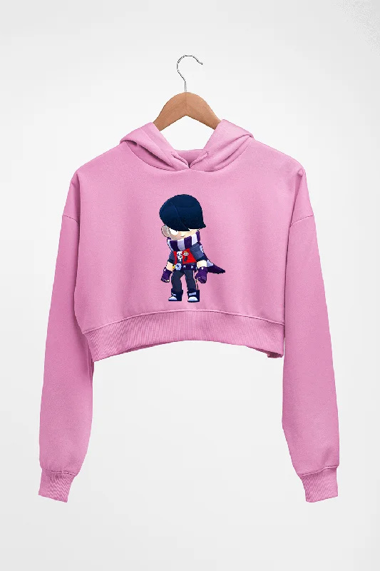 Edgar Brawl Starts Crop HOODIE FOR WOMEN Hoodie with Thumb Holes Functional Cozy