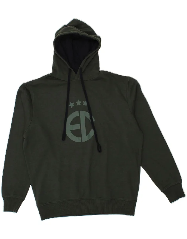 ENRICO COVERI Mens Graphic Hoodie Jumper XL Green Cotton Hoodie with Hem Detail Decorative Unique ENRICO COVERI Mens Graphic Hoodie Jumper XL Green Cotton Hoodie with Hem Detail Decorative Unique