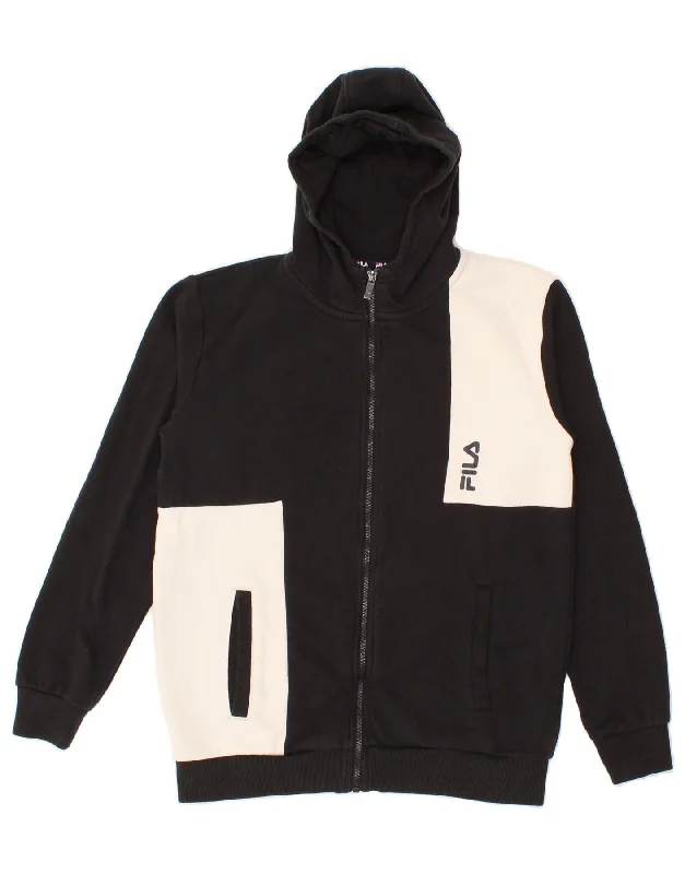 FILA Boys Zip Hoodie Sweater 15-16 Years Black Colourblock Cotton Hoodie with Earth Tones Natural Calm FILA Boys Zip Hoodie Sweater 15-16 Years Black Colourblock Cotton Hoodie with Earth Tones Natural Calm