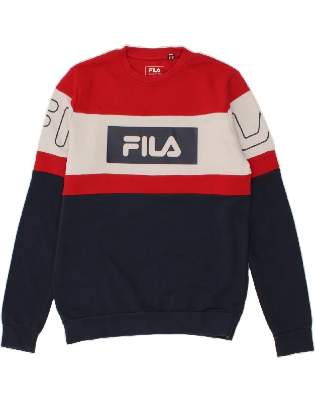 FILA Mens Graphic Sweatshirt Jumper XS Multicoloured Colourblock Hoodie with Snap Buttons Easy Quick FILA Mens Graphic Sweatshirt Jumper XS Multicoloured Colourblock Hoodie with Snap Buttons Easy Quick