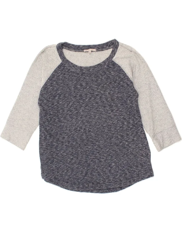 GAP Womens 3/4 Sleeve Sweatshirt Jumper UK 14 Medium Navy Blue Colourblock Hoodie with Embroidery Detailed Premium GAP Womens 3/4 Sleeve Sweatshirt Jumper UK 14 Medium Navy Blue Colourblock Hoodie with Embroidery Detailed Premium
