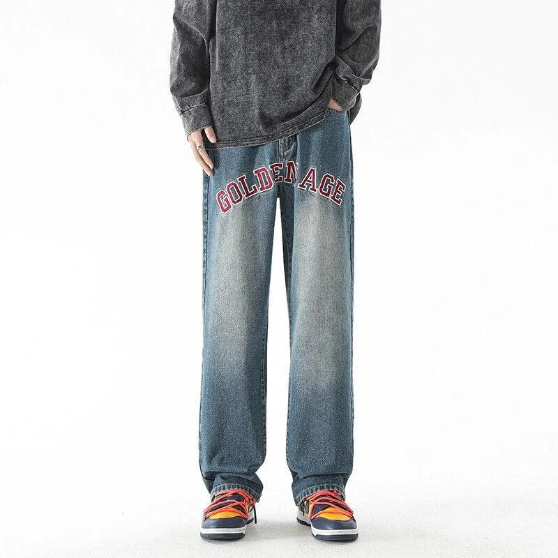 Golden Age Straight Leg Jeans Comfortable Faded High-Rise Jeans