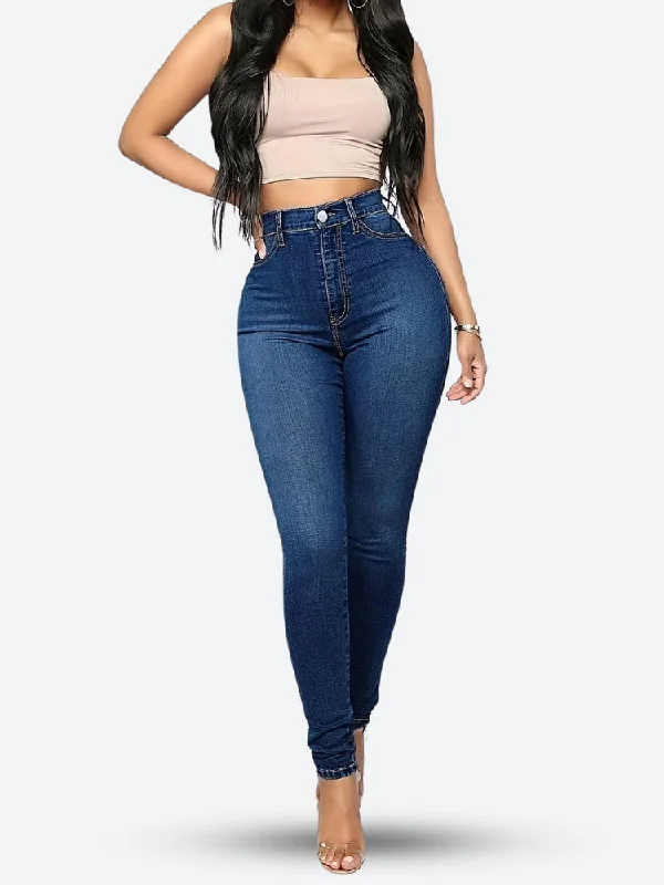 High Rise Denim Skinny Jeans Trendy Vintage Denim Jeans