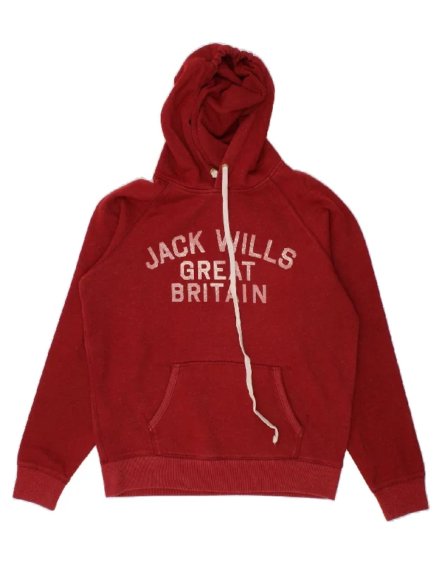 JACK WILLS Mens Graphic Hoodie Jumper Medium Red Cotton Hoodie with Monochrome Minimalist Simple JACK WILLS Mens Graphic Hoodie Jumper Medium Red Cotton Hoodie with Monochrome Minimalist Simple