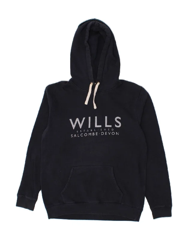 JACK WILLS Mens Graphic Hoodie Jumper Small Navy Blue Cotton Hoodie with Lace Feminine Delicate JACK WILLS Mens Graphic Hoodie Jumper Small Navy Blue Cotton Hoodie with Lace Feminine Delicate