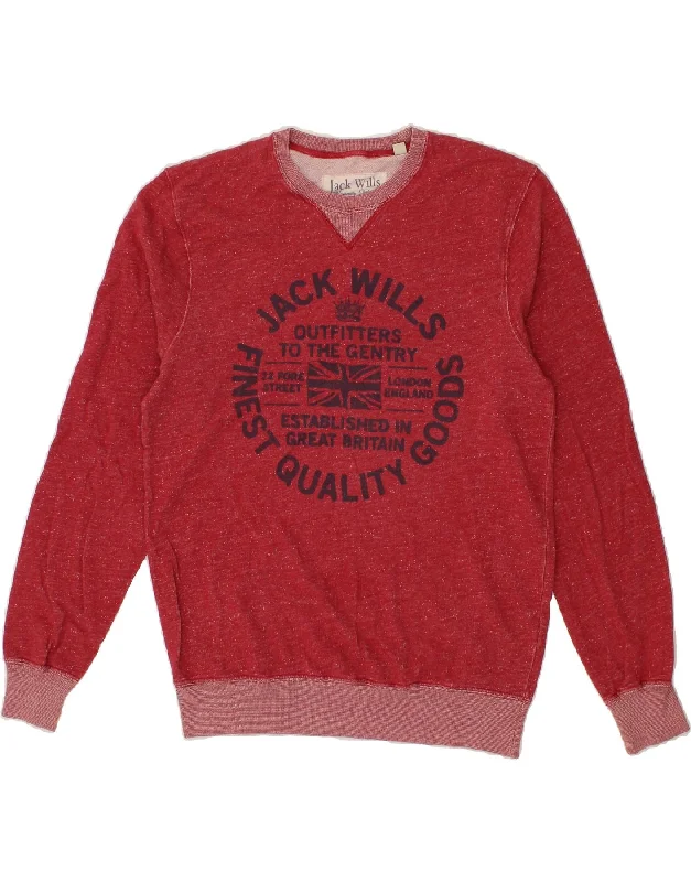 JACK WILLS Mens Graphic Sweatshirt Jumper Medium Red Flecked Cotton Hoodie with Velcro Closure Adjustable Secure JACK WILLS Mens Graphic Sweatshirt Jumper Medium Red Flecked Cotton Hoodie with Velcro Closure Adjustable Secure
