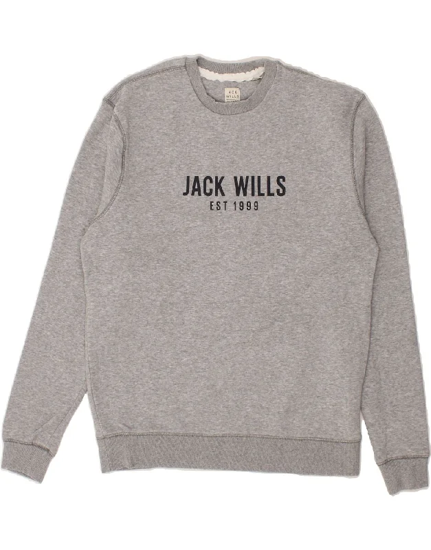 JACK WILLS Mens Graphic Sweatshirt Jumper Small Grey Cotton Hoodie with Double Zipper Versatile Adjustable JACK WILLS Mens Graphic Sweatshirt Jumper Small Grey Cotton Hoodie with Double Zipper Versatile Adjustable