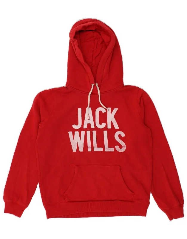 JACK WILLS Womens Graphic Hoodie Jumper UK 12 Medium Red Cotton Hoodie with Hood Adjustable Protection JACK WILLS Womens Graphic Hoodie Jumper UK 12 Medium Red Cotton Hoodie with Hood Adjustable Protection