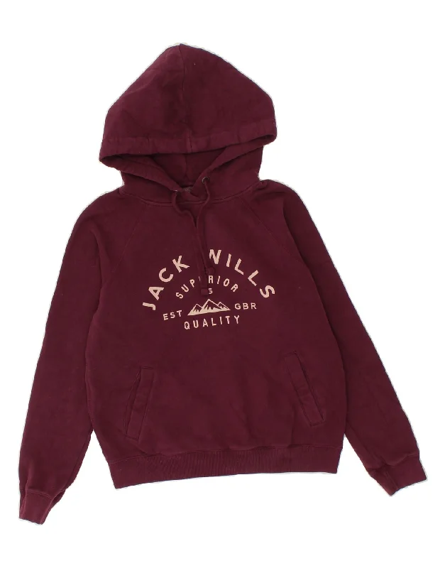 JACK WILLS Womens Graphic Hoodie Jumper UK 6 XS Burgundy Cotton Hoodie with Turtle Neck Cozy Winter JACK WILLS Womens Graphic Hoodie Jumper UK 6 XS Burgundy Cotton Hoodie with Turtle Neck Cozy Winter