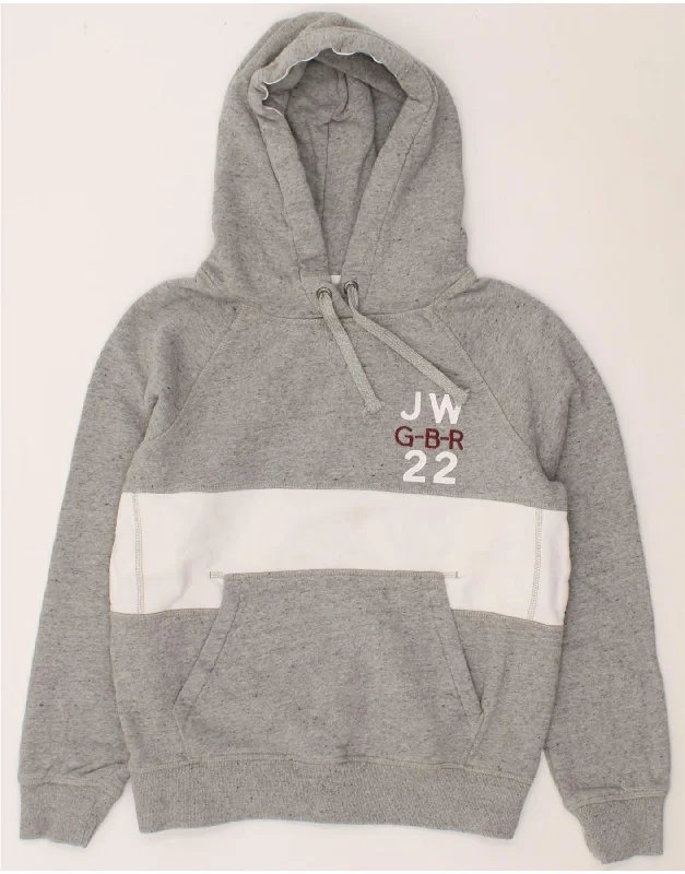 JACK WILLS Womens Oversized Graphic Hoodie Jumper UK 10 Small Grey Flecked Hoodie with Logo Branding Identity JACK WILLS Womens Oversized Graphic Hoodie Jumper UK 10 Small Grey Flecked Hoodie with Logo Branding Identity